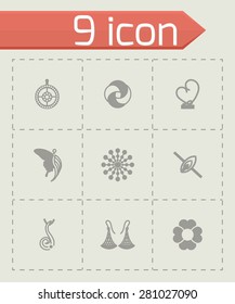 Vector Jewellery icon set on grey background