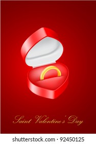 vector jewelry box with golden ring, may be used as a Saint Valentine's greeting card