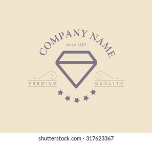 Vector jewelry and diamond logo template. Flat crystal company insignia template. Jeweller's brand identity design.