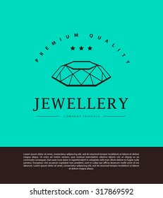 Vector jewelry and diamond logo template. Flat crystal company insignia template. Jeweler's brand identity design.