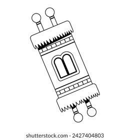 Vector Jewish Torah Scroll Cartoon Illustration Isolated