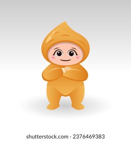 Vector Jicama fruit kawaii cartoon character vector funny Jicama fruit kawaii illustration
