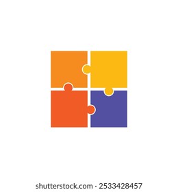 Vector Jigsaw Puzzle concept colored icon or logo element