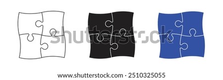 Vector Jigsaw Puzzle In Outline Glyph Flat