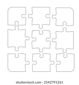 Perfiles de rompecabezas de Vector, ajustables y editables, formato EPS 10.