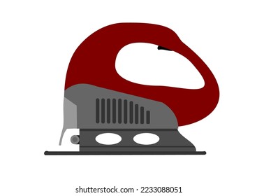 vector jigsaw saw red body gray machine base
