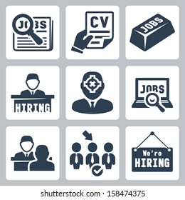 Vector job hunting, job search, human resources icons set