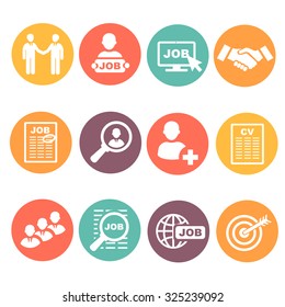 Vector job hunting, job search, human resources icons colored set vector