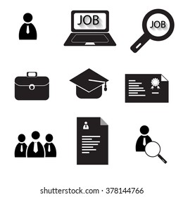 Vector job hunting, job search, human resources icons set
