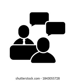 Vector Job interview icon, meeting, discussion, chat symbol on isolated white background for UI/UX and website.