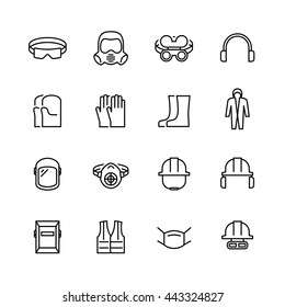 Vector Job Safety And Protection Icon Set In Thin Line Style