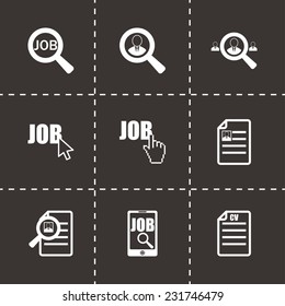 Vector Job Search Icon Set On Black Background