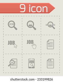 Vector job search icon set on grey background