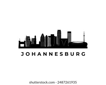 Vektorgrafik Johannesburg Skyline. Reisen Sie durch Johannesburg berühmte Wahrzeichen. Geschäfts- und Tourismuskonzept für Präsentation, Banner, Website.