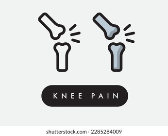 Vector joint knee pain isolated line icon illustration
