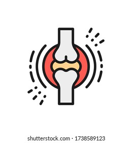 Vector Joint Pain, Obesity, Adiposity Flat Color Line Icon.