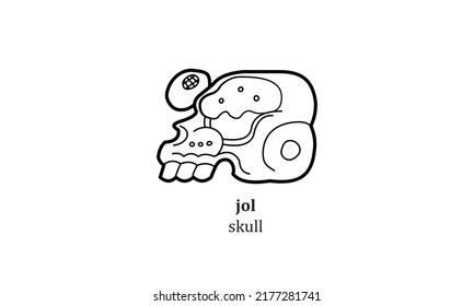 vector jol (skull) mayan symbol hieroglyp illustration icon 