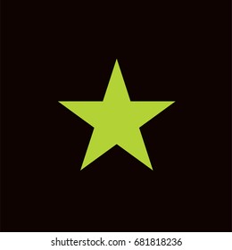 Vector jolly lime green star on black. Shiny star childrens fashion. Festive holiday, birthday, new year or Christmas celebration background, creative T-shirt pattern. American national symbol element