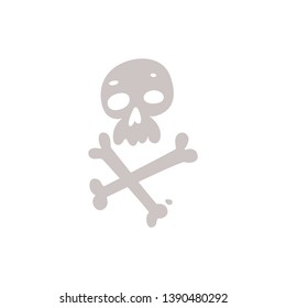 Vector jolly roger pirates symbol, skull and crossbones icon. Scary skeleton, sign of danger, death and poison. Cartoon piracy decoration object silhouette. Isolated illustration