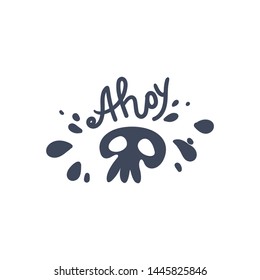 Vector jolly roger pirates symbol, skull and crossbones icon ahoy. Scary skeleton, sign of danger, death and poison. Cartoon piracy decoration object silhouette. Isolated illustration