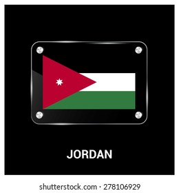 Vector Jordan Flag glass plate with metal holders - Country name label in bottom