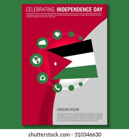 Vector Jordan Independence Day Flyer template. Creative Brochure Title Page. National Day Leaflet design element. vector illustration