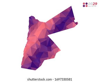 Vector of Jordan map colorful polygon red triangle mosaic with white background. style gradient.