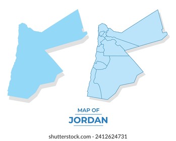 Vector Jordan map set simple flat and outline style illustration