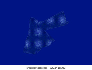 Vector Jordan map for technology or innovation or it concepts. Minimalist country border filled with 1s and 0s. File is suitable for digital editing and prints of all sizes.