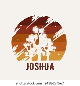 vector of joshua national trees in california with sunset panorama perfect for print, apparel, etc