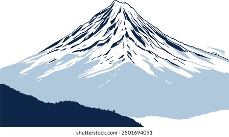 A Vector Journey Through Mountainous Landscapes and Clear Blue Horizons