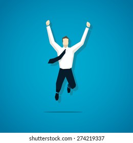 Vector joyful businessman is jumping isolated