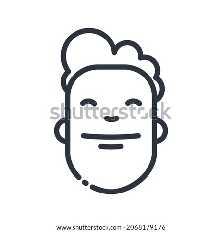 Vector joyful face line icon isolated on transparent background. 