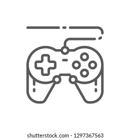 Vector joystick, gamepad, gaming device line icon. Symbol and sign illustration design. Isolated on white background