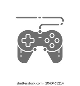 Vector joystick, gamepad, gaming device grey icon.