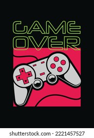 Vector joystick illustration with slogan text for clothing prints and more