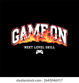 Vector joysticks game on illustration with slogan next level, for t-shirt prints and other uses