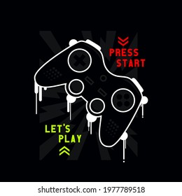 
Vector joysticks game pad illustration with slogan press start , for t-shirt prints ,etc
