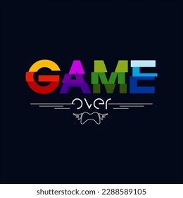 Vector joysticks game pad illustration with slogan game over, for t-shirt prints and etc. 