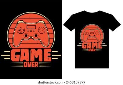 Vector joysticks game pad illustration with slogan game over, for t-shirt prints and etc.