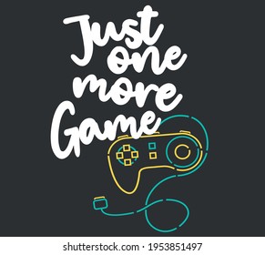 Vector joysticks gamepad illustration with slogan text, for t-shirt prints and other uses