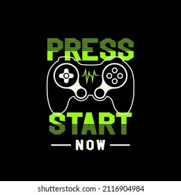 Vector joysticks gamepad illustration with slogan text, for t-shirt prints and other uses.
