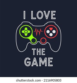 Vector joysticks gamepad illustration with slogan text, for t-shirt prints and other uses.
