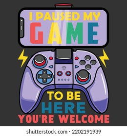 Vector joysticks gamepad illustration with slogan texts, for t-shirt prints and other uses. Vector Illustration