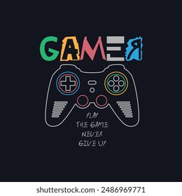 Vector joysticks gamepad illustration with slogan next level, for t-shirt prints and other uses.
