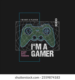 Vector joysticks gamepad illustration with slogan next level, for t-shirt prints and other uses.
