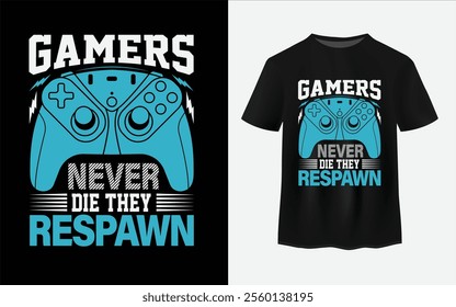 Vector joysticks gamepad illustration with slogan text, for t-shirt.
