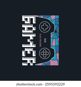 Vector joysticks gamepad illustration with slogan next level, for t-shirt prints and other uses.
