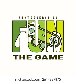 Vector joysticks gamepad illustration with slogan for t-shirt prints and other uses. 
