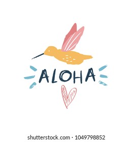 Vector and jpg image. Aloha print.
Handwritten text.
Decor elements for your stuff and graphic design. Good for clothes and gift card. Clipart. Isolated.